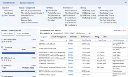 基金篩選工具介面